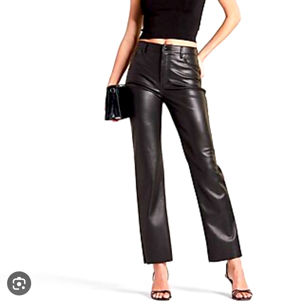 Express Super High Waisted Faux Leather Modern Straight Pant NWT